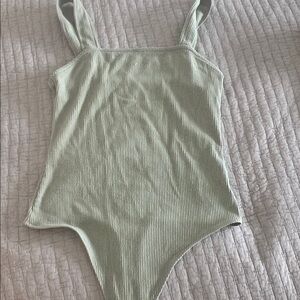 American Eagle Outfitters Ribbed Green Bodysuit